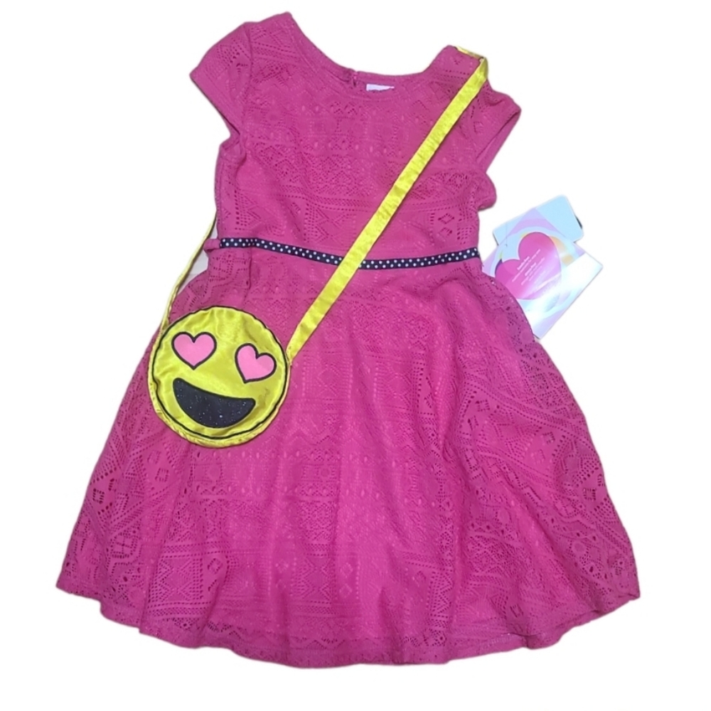 New Youngland Crochet Lace Girls Dress With Smiley Emoji Purse Kid…